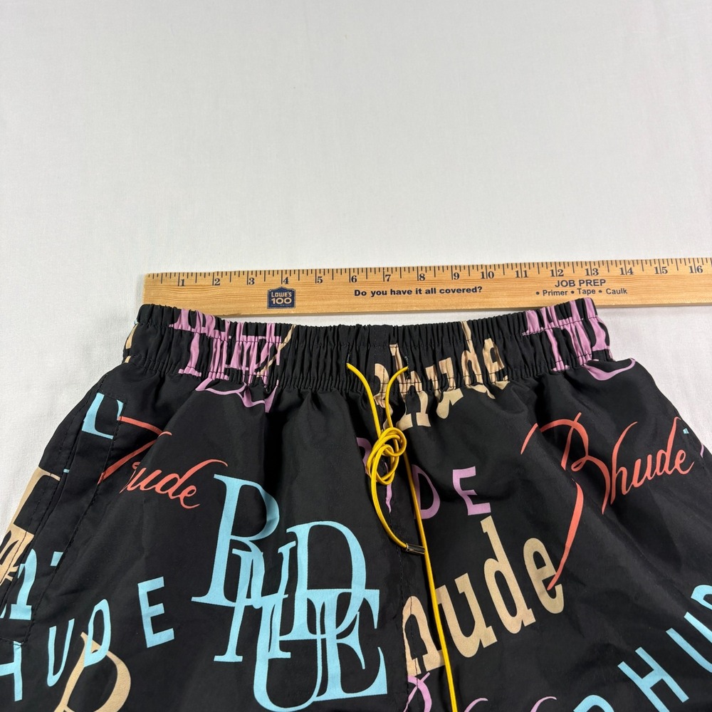 Rhude Swim Shorts Mens Medium Black Mash Up AOP Stretch Hybrid Bathing Suit - Picture 7 of 11